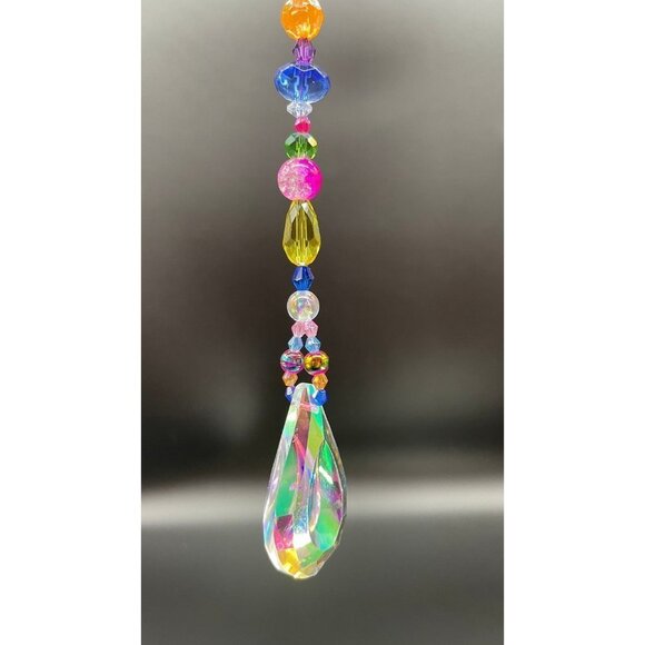 Beaded Suncatcher -  Multicolored - Clear Crystal Prism - Hanging Decor - Picture 10 of 14